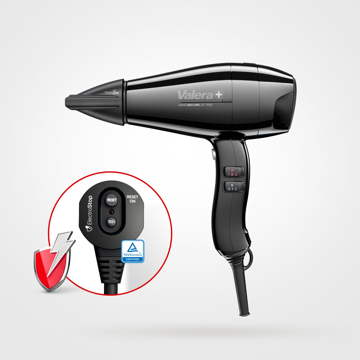 Swiss Secure Jet 7600 professional hairdryer with ElectroStop® residual current device